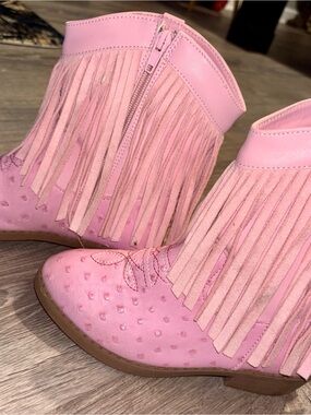 PAWZ Pink Fringe Western Boots for Kids